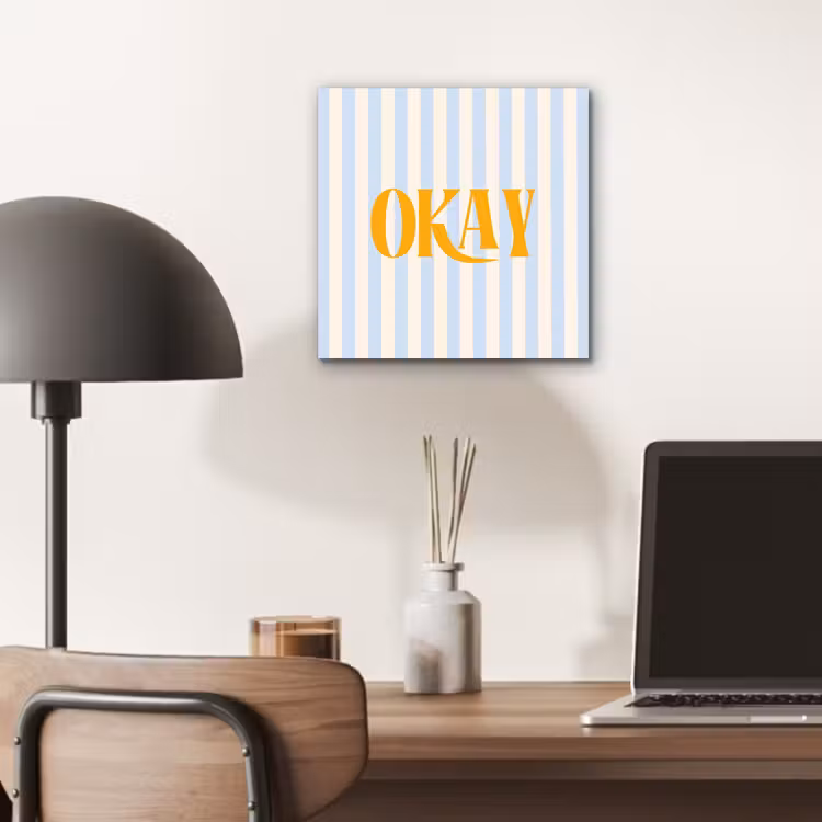 Oranje - Blauw - Strepen - Okay aluminium wit klein -sfeer5