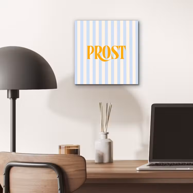 Oranje - Blauw - Strepen - Prost aluminium wit klein -sfeer5