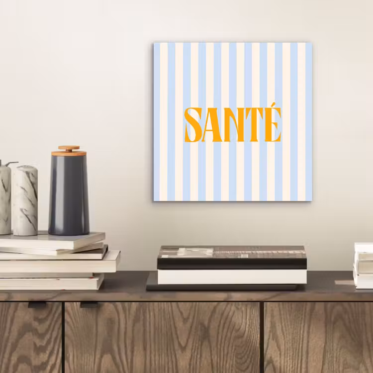Oranje - Blauw - Strepen - Santé aluminium wit klein -sfeer1