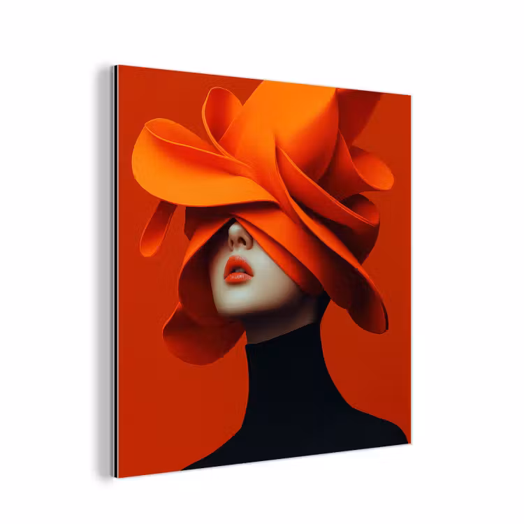 Oranje - Hoed - Vrouw aluminium wit klein -3d