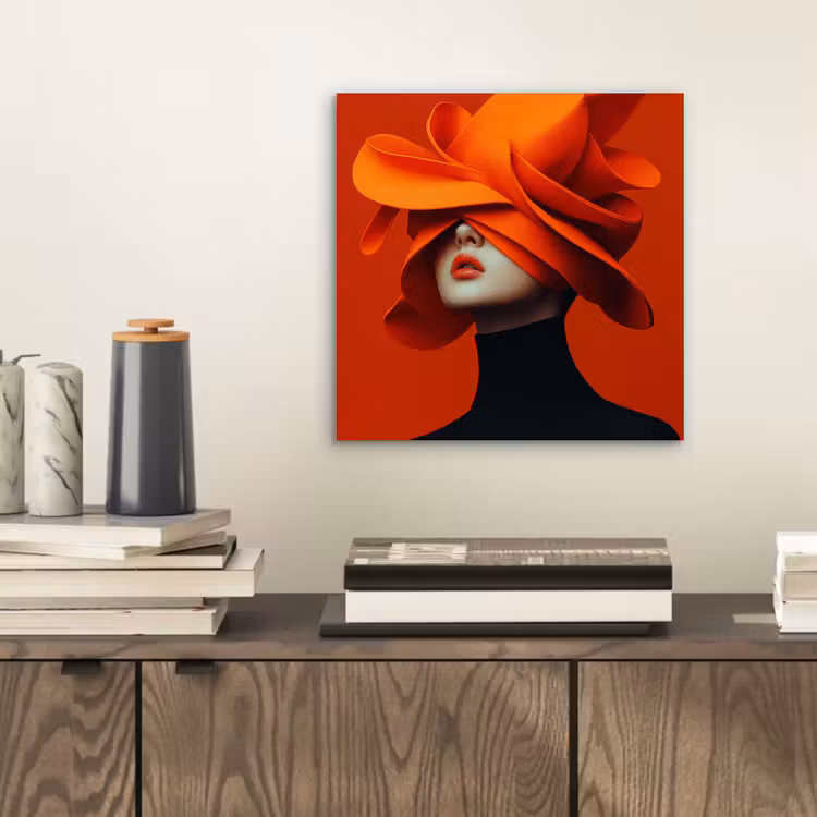 Oranje - Hoed - Vrouw aluminium wit klein -sfeer1