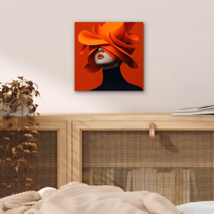 Oranje - Hoed - Vrouw aluminium wit klein -sfeer3