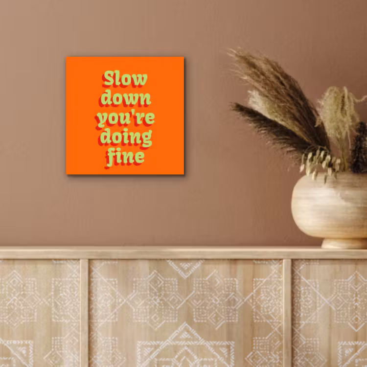 Oranje - Slow down you're doing fine - Retro aluminium wit klein -sfeer4