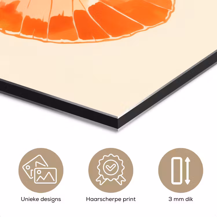 Oranje - Vlinder - Minimalistisch aluminium wit klein -closeup_NL