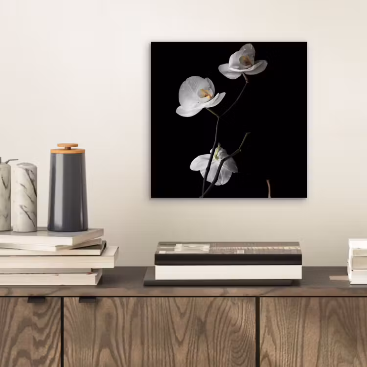 Orchidee - Bloemen - Zwart - Wit - Stilleven aluminium wit klein -sfeer1