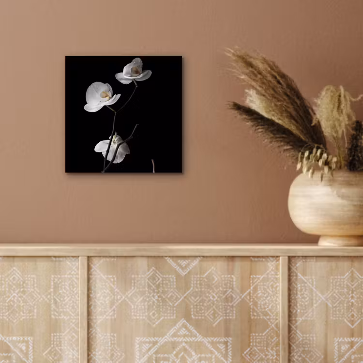 Orchidee - Bloemen - Zwart - Wit - Stilleven aluminium wit klein -sfeer4