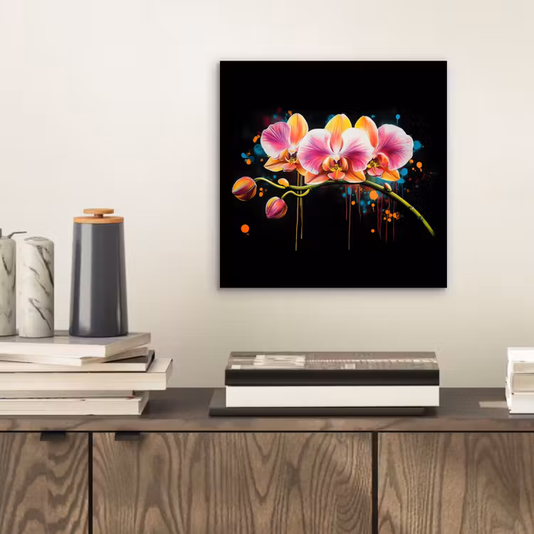Orchidee - Graffiti - Kleurrijk - Bloemen - Abstract aluminium wit klein -sfeer1