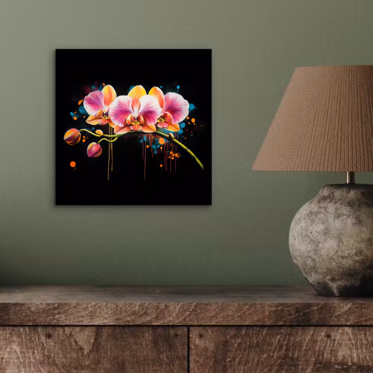 Orchidee - Graffiti - Kleurrijk - Bloemen - Abstract aluminium wit klein -sfeer2