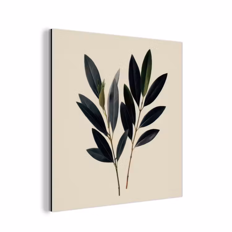 Ovaalvormige bladeren - Diep groen - Symmetrisch aluminium wit klein -3d