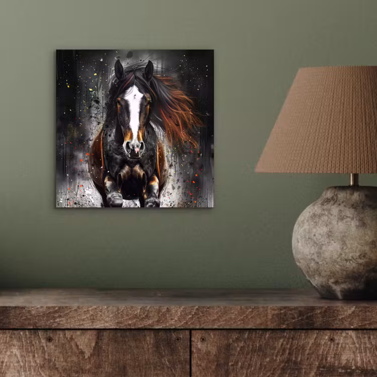 Paard - Dieren - Zwart - Luxe - Modern aluminium wit klein -sfeer2