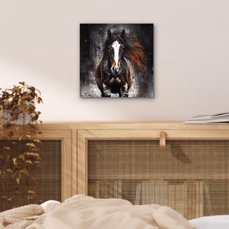 Paard - Dieren - Zwart - Luxe - Modern aluminium wit klein -sfeer3