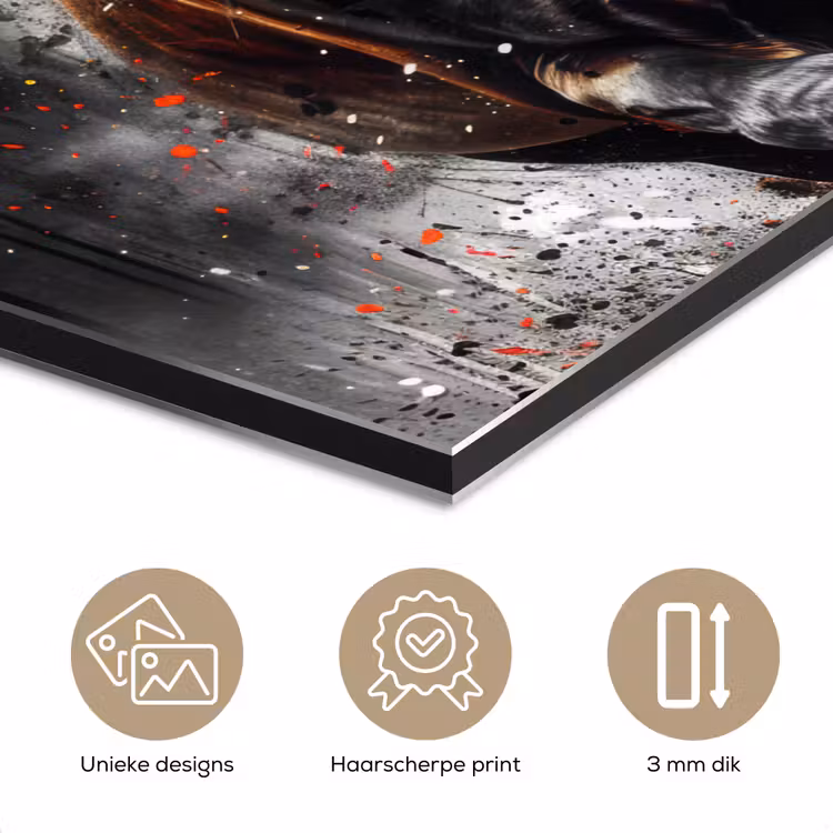 Paard - Dieren - Zwart - Luxe - Modern aluminium wit klein -closeup_NL