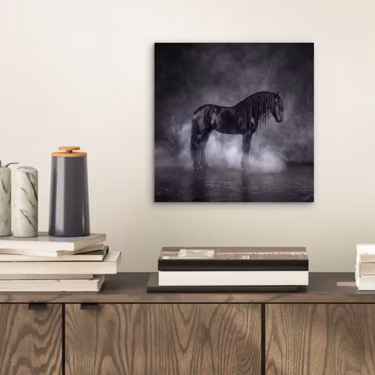 Paard - Magisch - Zwart aluminium wit klein -sfeer1