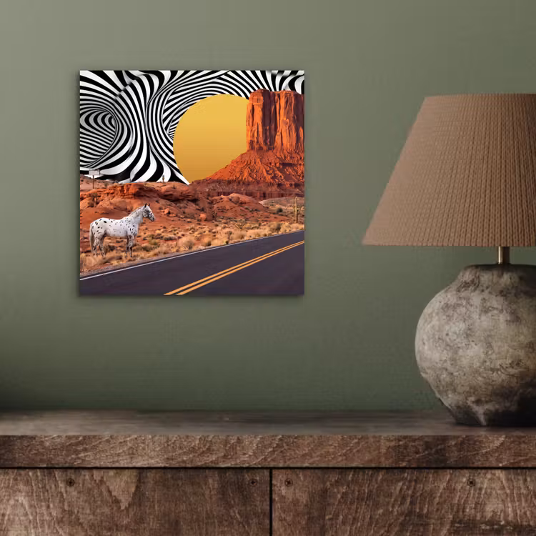 Aluminium schilderij - Paard - Woestijn - Natuur - Paard - Woestijn - Natuur aluminium wit klein