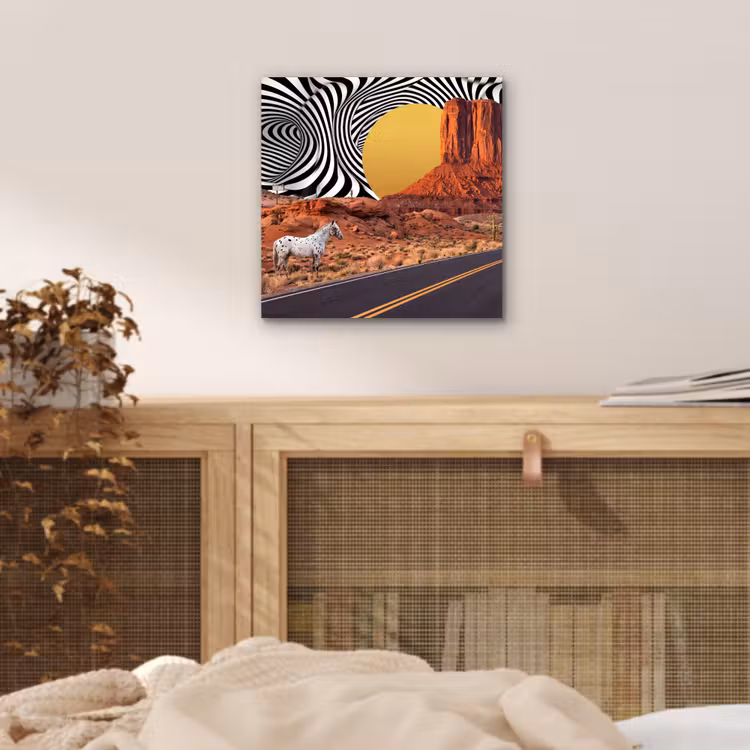 Aluminium schilderij - Paard - Woestijn - Natuur - Paard - Woestijn - Natuur aluminium wit klein