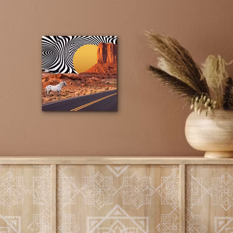 Aluminium schilderij - Paard - Woestijn - Natuur - Paard - Woestijn - Natuur aluminium wit klein