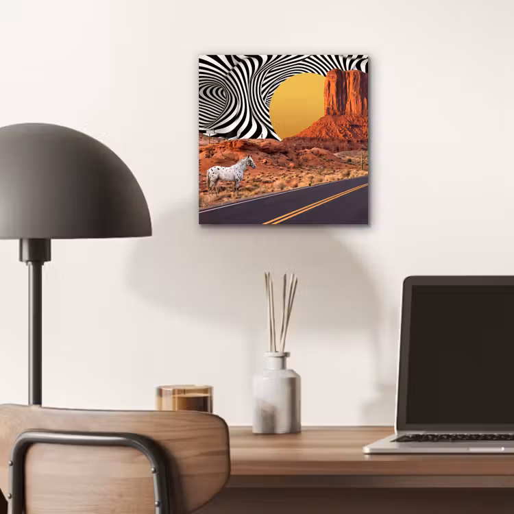 Aluminium schilderij - Paard - Woestijn - Natuur - Paard - Woestijn - Natuur aluminium wit klein