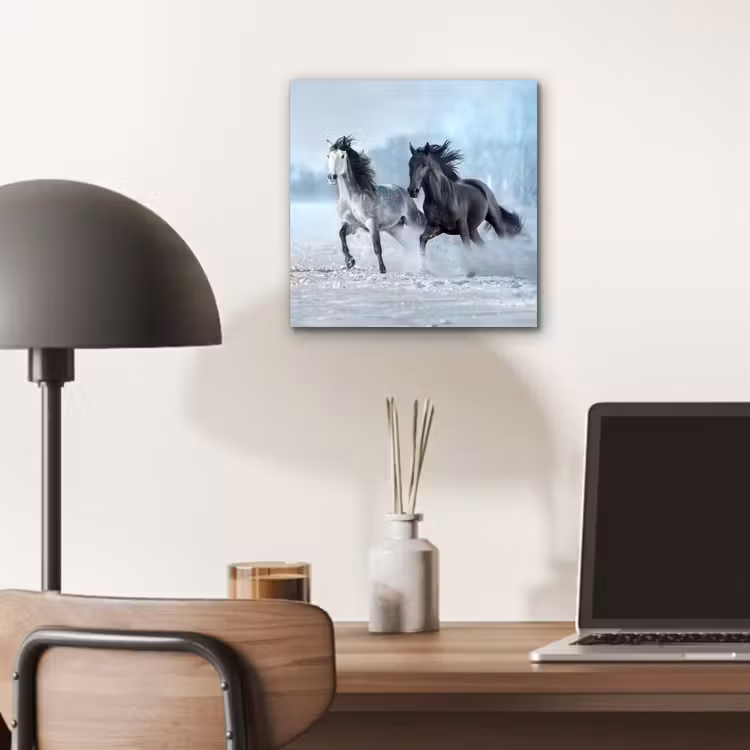 Paarden - Winter - Dieren - Natuur - Sneeuw aluminium wit klein -sfeer5