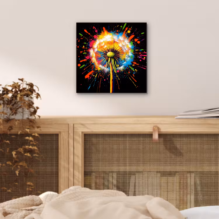 Paardenbloem - Graffiti - Kleurrijk - Bloemen - Natuur aluminium wit klein -sfeer3