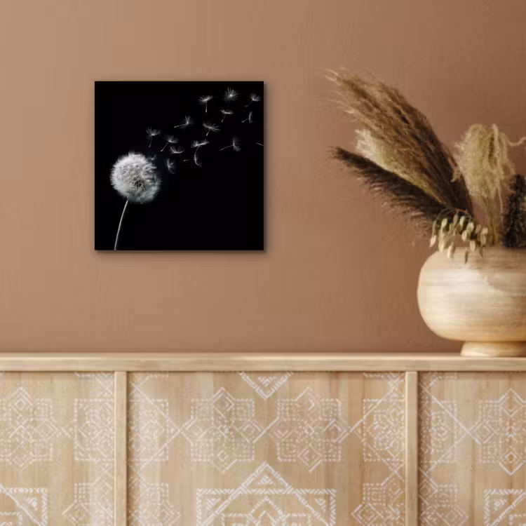 Paardenbloem - Zwart - Natuur aluminium wit klein -sfeer4