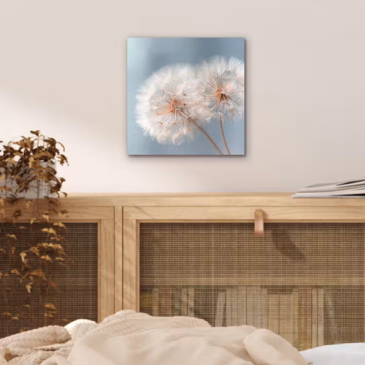 Paardenbloemen - Pluisjes - Wit aluminium wit klein -sfeer3