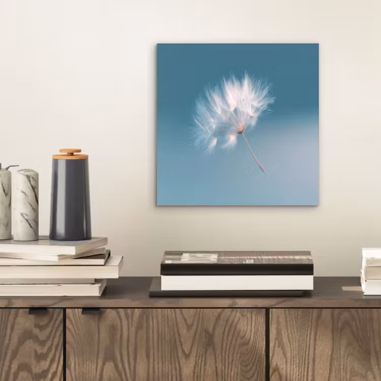 Paardenbloempluisje - Blauw - Lucht aluminium wit klein -sfeer1