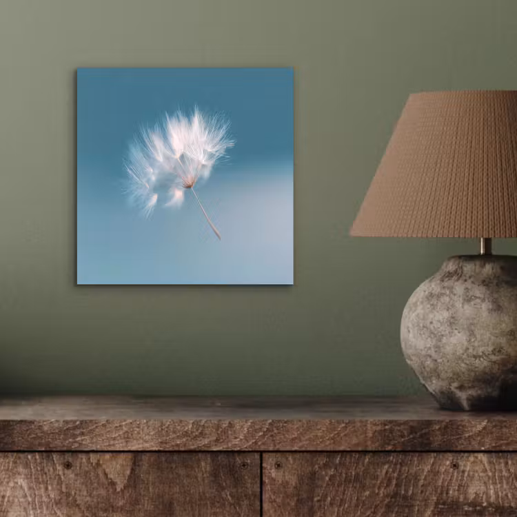 Paardenbloempluisje - Blauw - Lucht aluminium wit klein -sfeer2