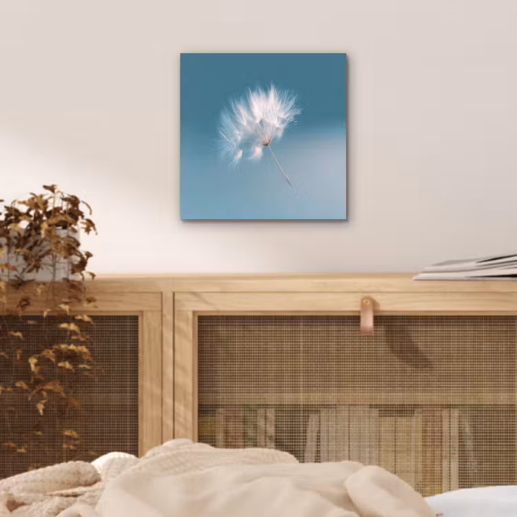 Paardenbloempluisje - Blauw - Lucht aluminium wit klein -sfeer3