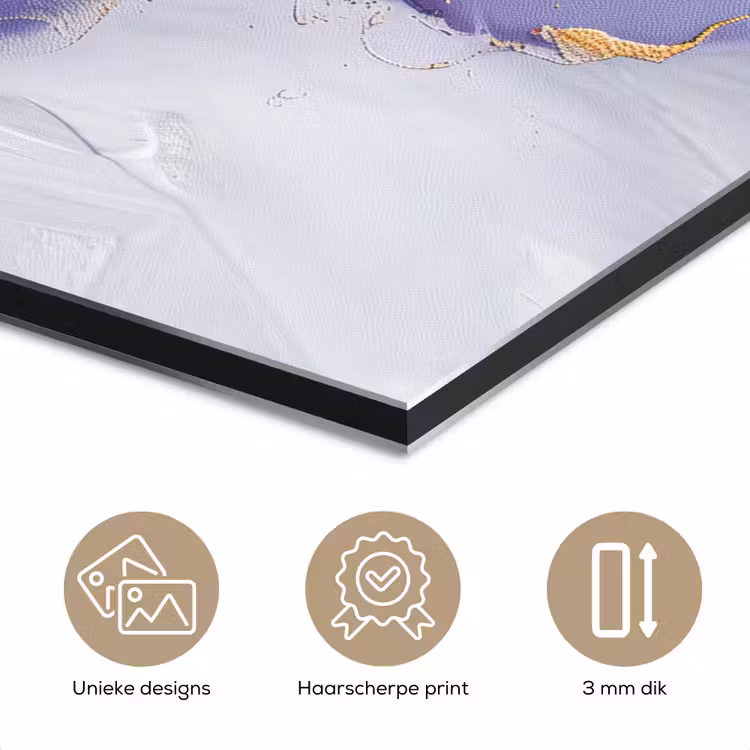 Paars - Modern - Marmer - Abstract aluminium wit klein -closeup_NL