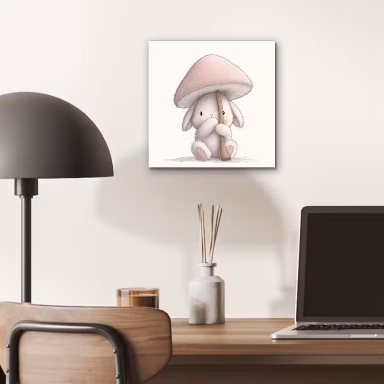 Paddenstoel - Konijn - Roze aluminium wit klein -sfeer5