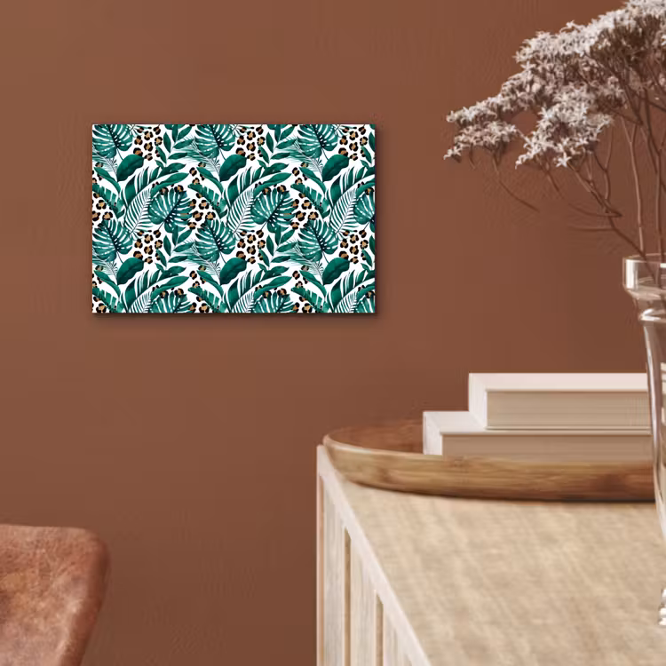 Palmblad - Panterprint - Tropical aluminium wit klein -sfeer4