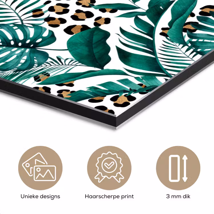Palmblad - Panterprint - Tropical aluminium wit klein -closeup_NL