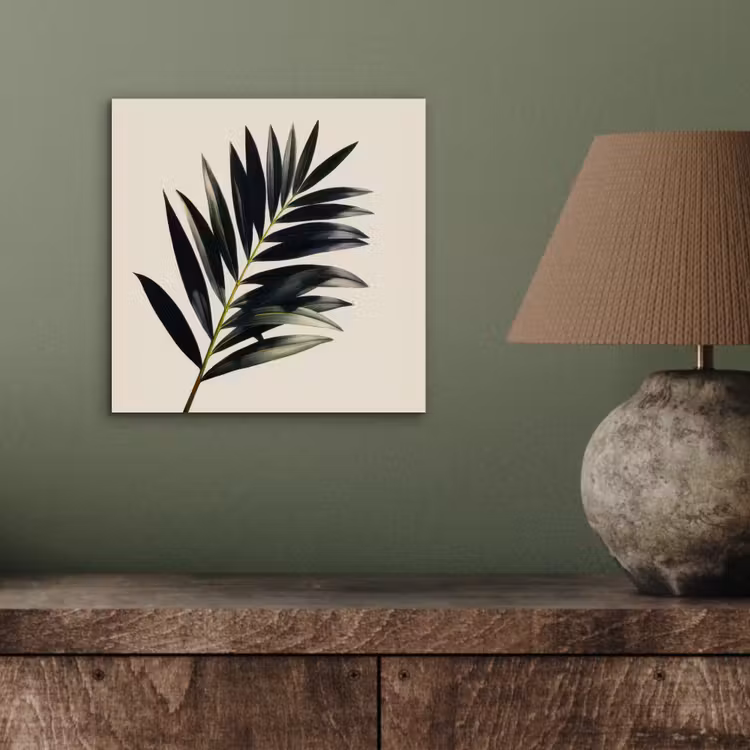 Palmblad - Subtiel - Groen - beige aluminium wit klein -sfeer2