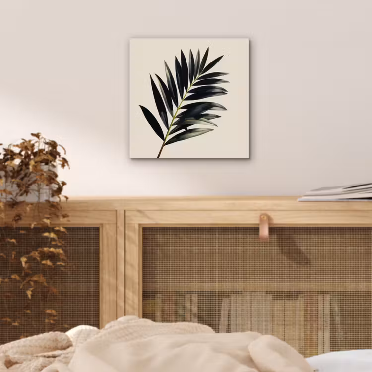 Palmblad - Subtiel - Groen - beige aluminium wit klein -sfeer3