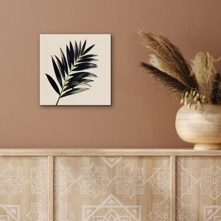 Palmblad - Subtiel - Groen - beige aluminium wit klein -sfeer4