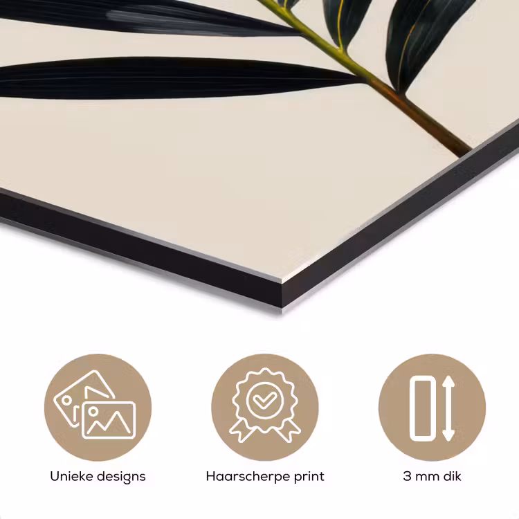 Palmblad - Subtiel - Groen - beige aluminium wit klein -closeup_NL