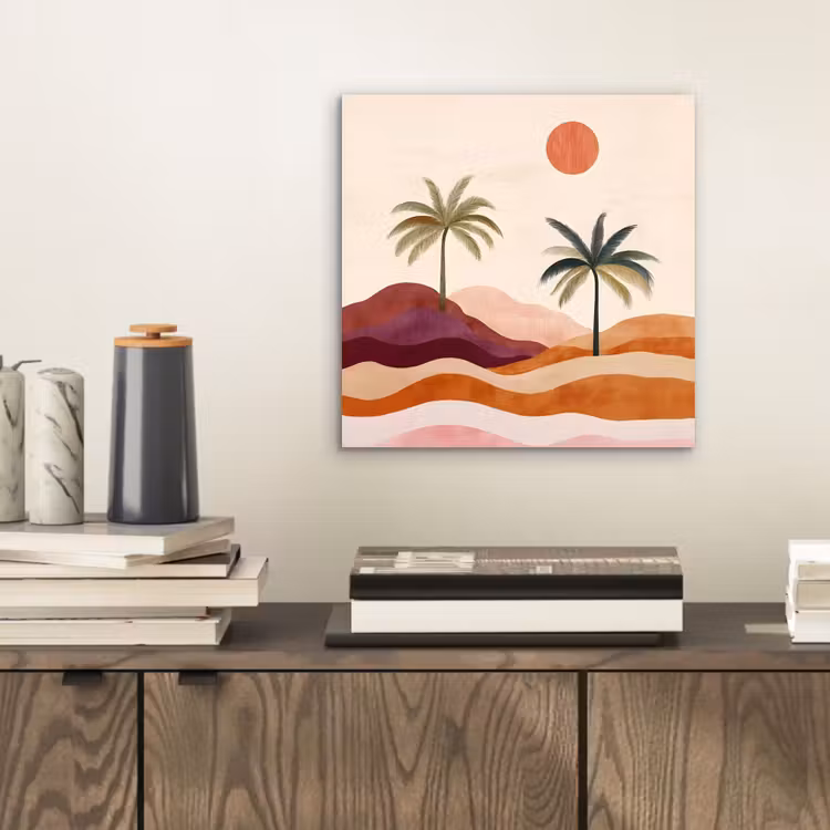 Palmbomen - Abstract - Zon - Heuvels aluminium wit klein -sfeer1