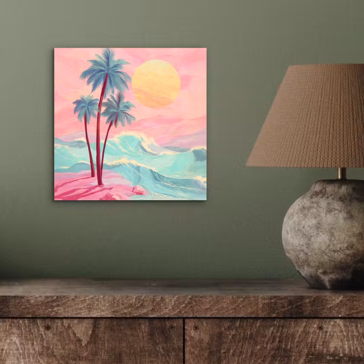 Palmbomen - Golven - Zee aluminium wit klein -sfeer2