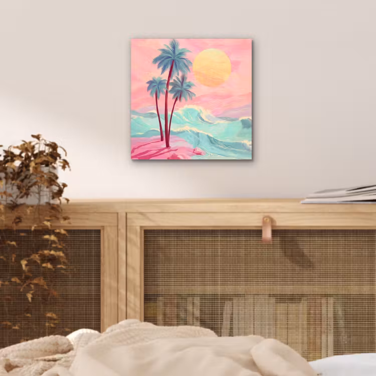 Palmbomen - Golven - Zee aluminium wit klein -sfeer3
