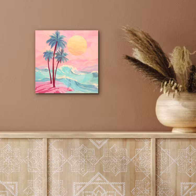 Palmbomen - Golven - Zee aluminium wit klein -sfeer4