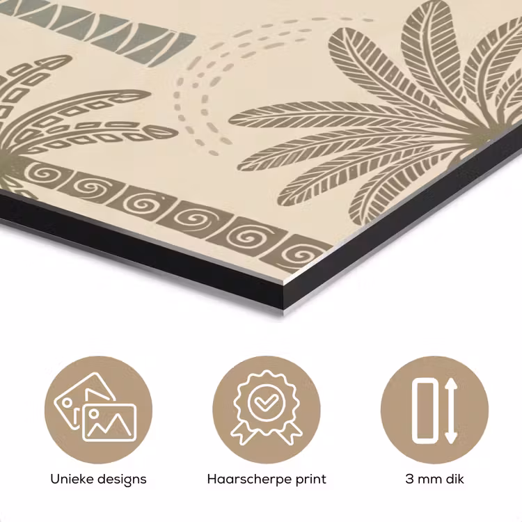 Palmbomen - Patroon - Tropisch - Beige aluminium wit klein -closeup_NL