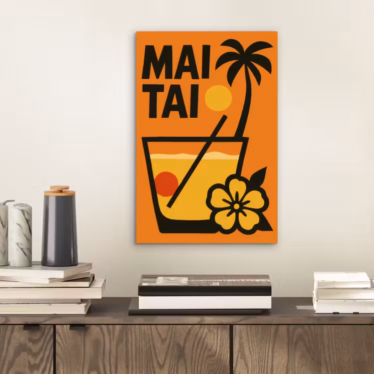 Palmboom - Bloem - Art - Drink aluminium wit klein -sfeer1