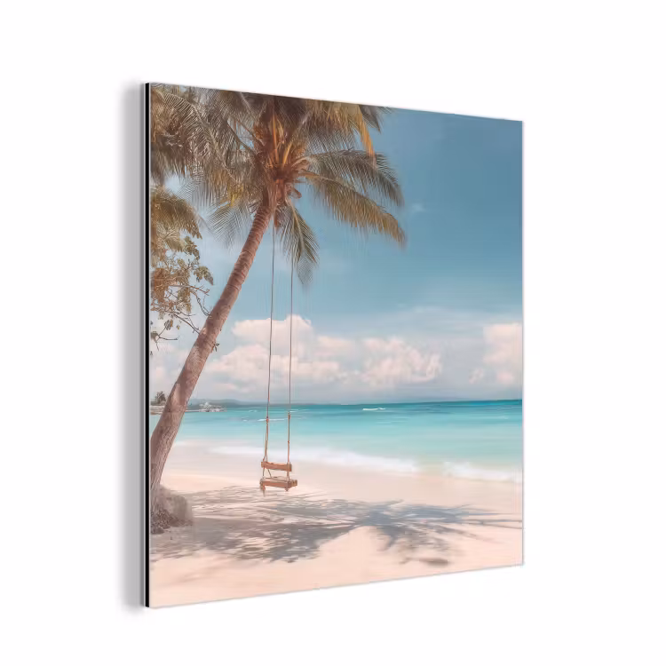 Palmboom - Schommel - Strand - Lucht aluminium wit klein -3d