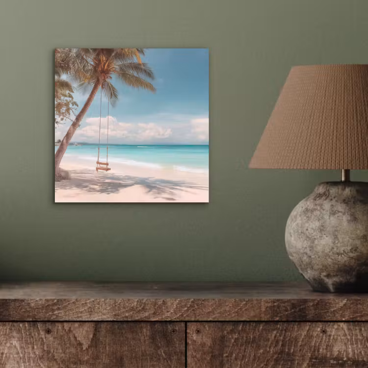 Palmboom - Schommel - Strand - Lucht aluminium wit klein -sfeer2