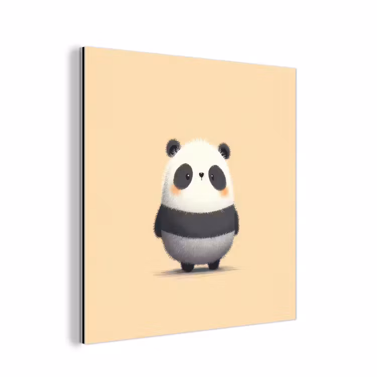 Panda - Beige - Minimalistisch aluminium wit klein -3d