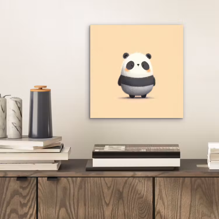 Panda - Beige - Minimalistisch aluminium wit klein -sfeer1
