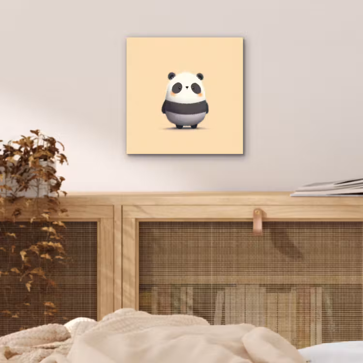 Panda - Beige - Minimalistisch aluminium wit klein -sfeer3