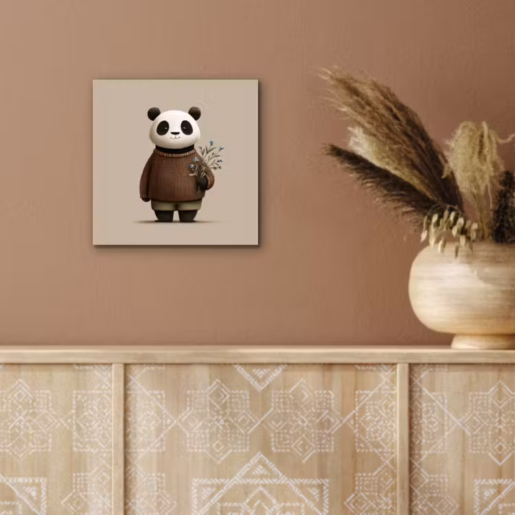Panda - Blauwe bloemen - Zachtheid aluminium wit klein -sfeer4