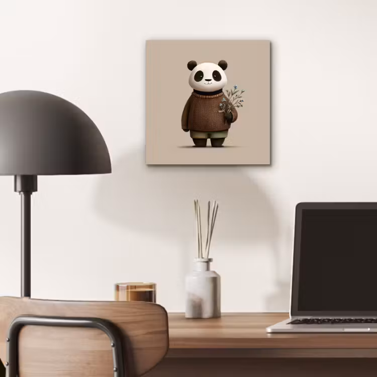 Panda - Blauwe bloemen - Zachtheid aluminium wit klein -sfeer5