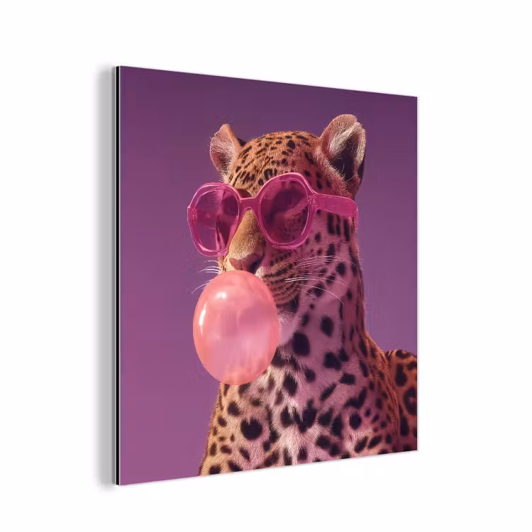 Panter - Zonnebril - Kauwgombel - Roze aluminium wit klein -3d